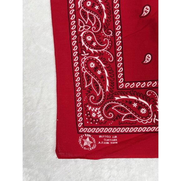 Vintage Wamcraft Bandana Red Paisley Handkerchief USA Made Western Cowboy - Picture 7 of 8